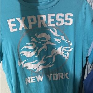 Express Turquoise Graphic Logo Short Sleeve Tee